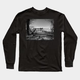 Sand Creek Bay Bird Blind Black and White Long Sleeve T-Shirt